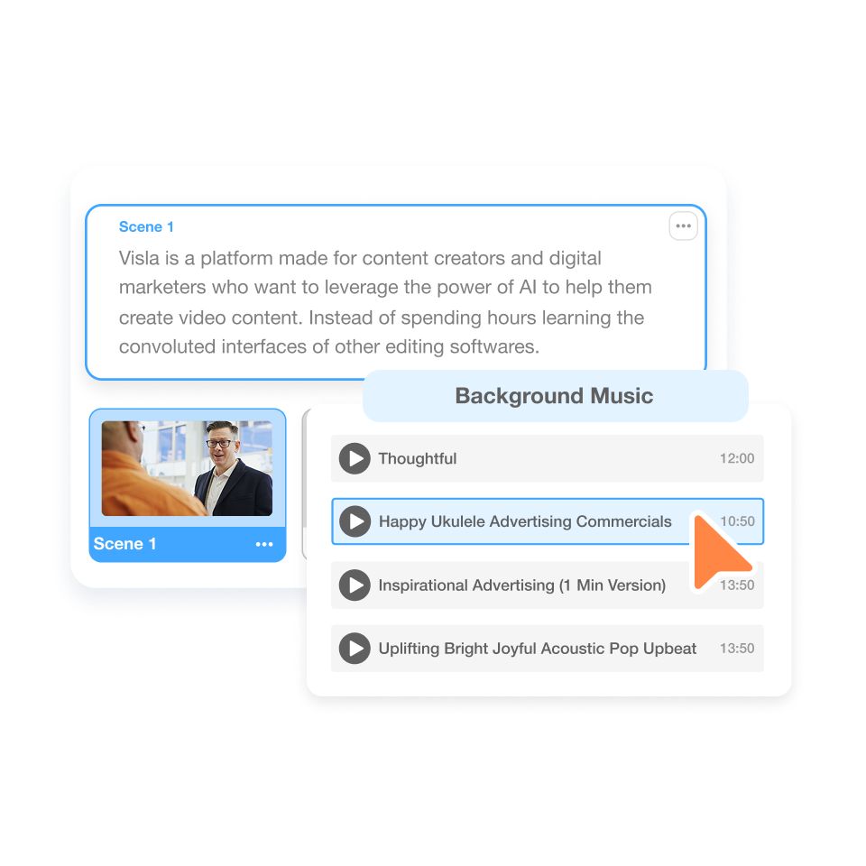 Generate automated draft using Visla’s AI for personalized lead video creation with music and visuals.